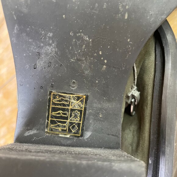 Jeffrey Campbell Ankle Boots Size 9 Lowell Olive Green Sheepskin Suede Block - Picture 10 of 12